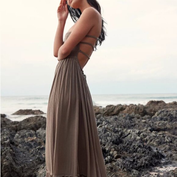 NWT Free People Extratropical Maxi Dress in Olive Stone - Picture 3 of 7